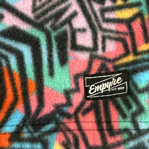 Empyre Fleece Pullover 1/4 Zip Retro Print Streetwear Long Sleeve Men's Size L. - Picture 2 of 6